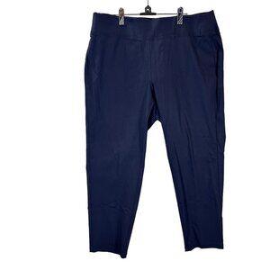 Ellen Tracy Womens 1X Navy Cropped Pants Viscose/Nylon/Elastane Blend Pull On